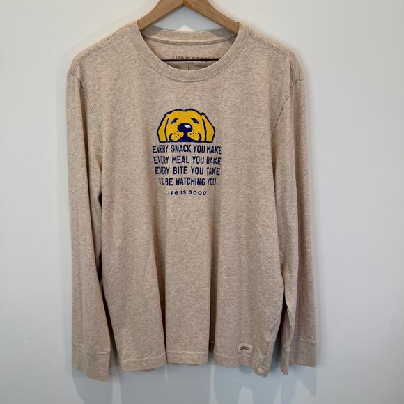 Life is Good Long Sleeve Graphic Tee Men’s Large Funny Dog - Picture 8 of 10